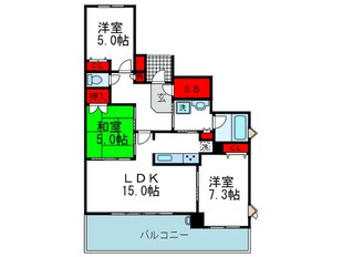 クレアヒルズ緑地公園（503）の物件間取画像